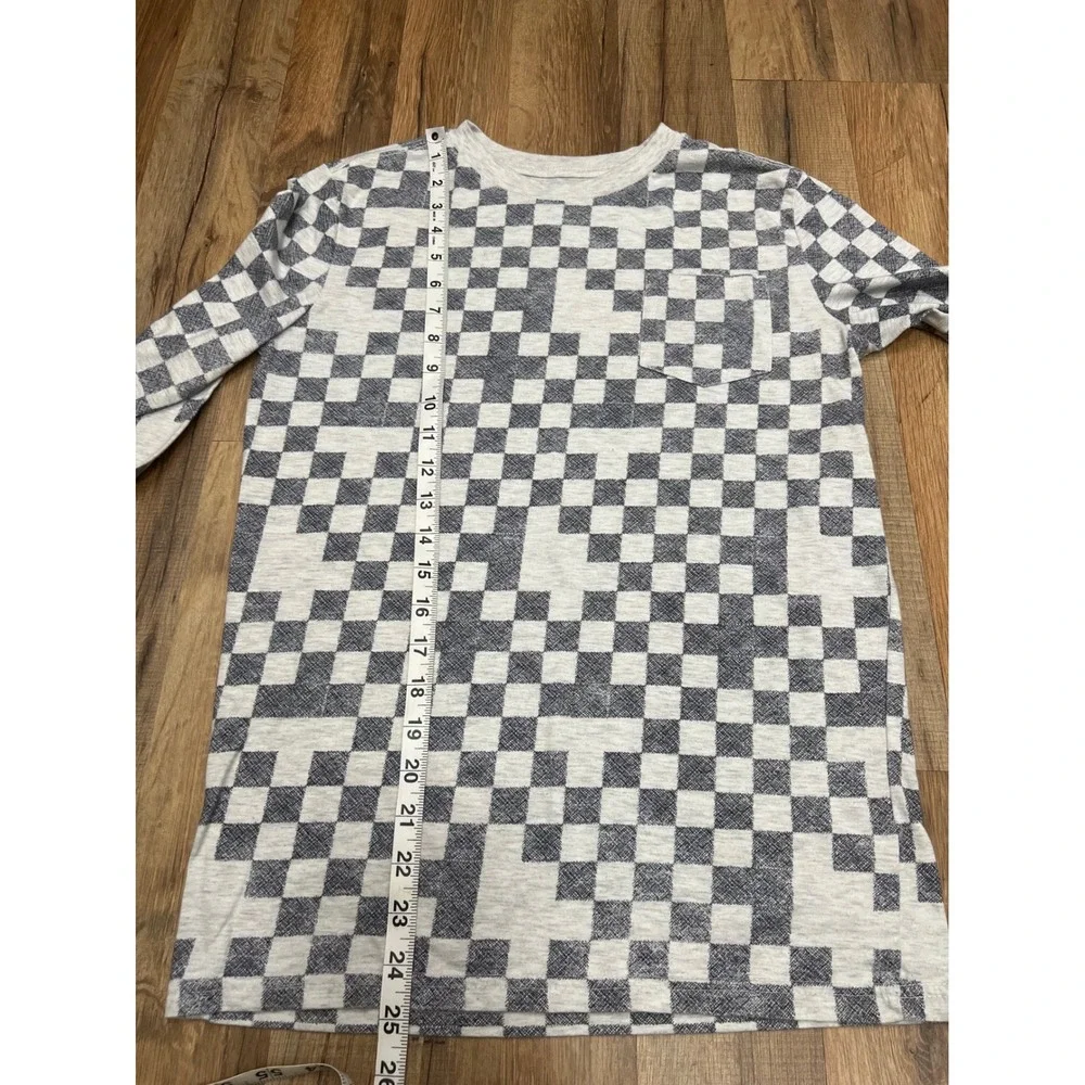 Cat & Jack Boys XL (16) Shirt‎ 60% Cotton 40% Polyester Gray Checkerboard